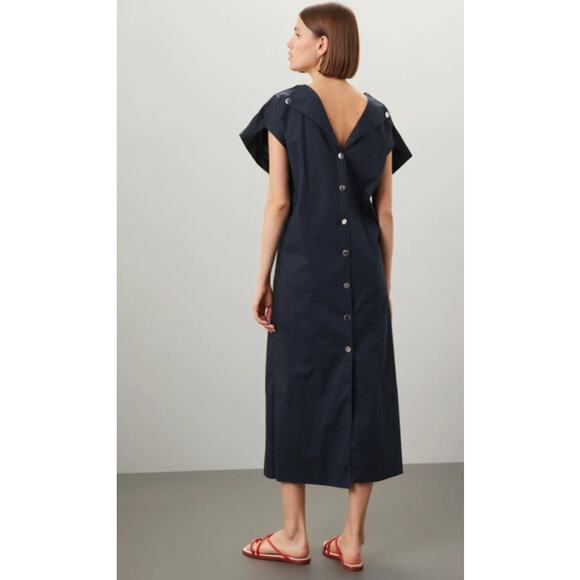 Plan C Button Back Blue Cotton Dress - Picture 2 of 11